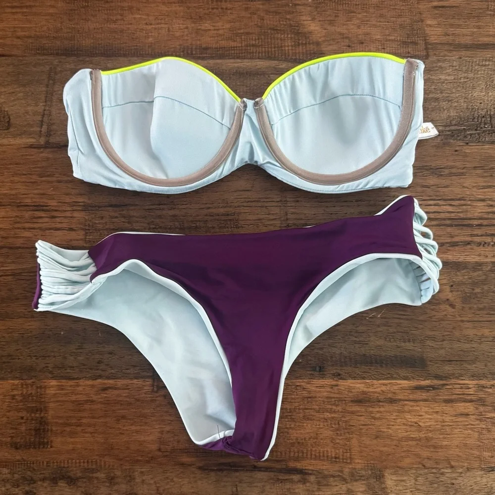 Zinke Bikini Top Small Neon Trim‎ + Bikini Bottoms Small Set